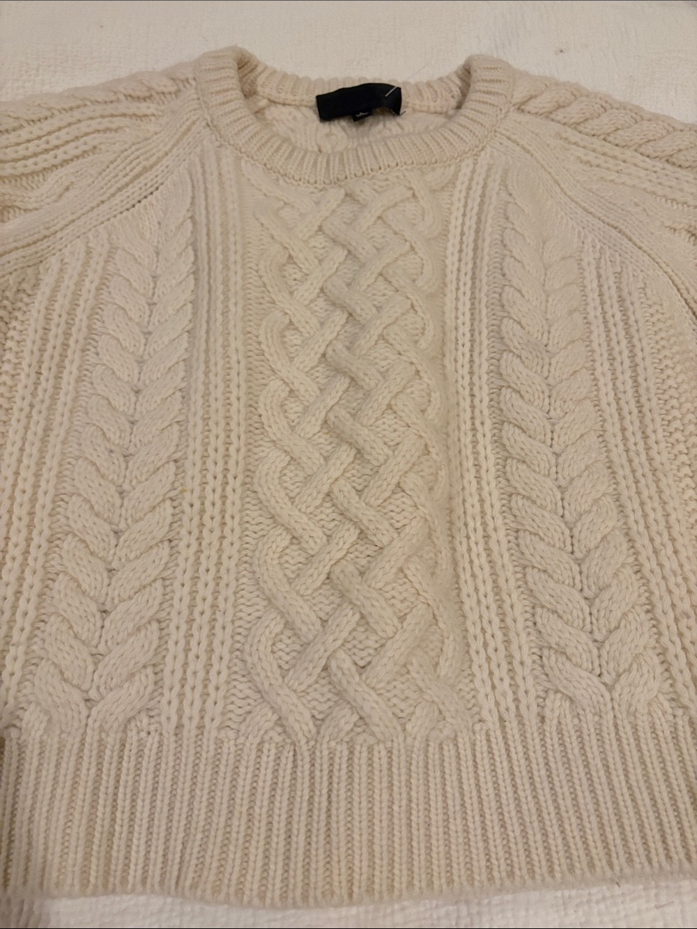 Nili Lotan Coras Cream Cable Knit Crewneck Sweater - Picture 6 of 10